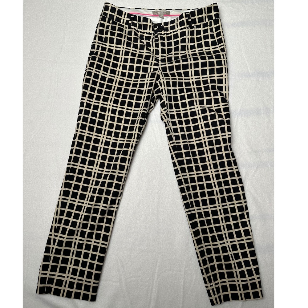 Banana Republic Hampton‎ Pant Brown  White Grid Career Casual Size 4